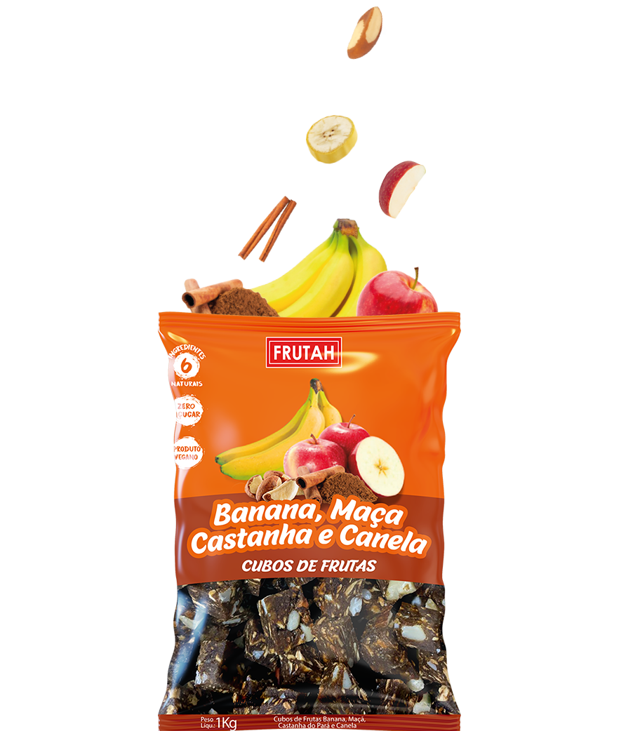 Cubos de Frutas Banana, Maça, Castanha e Canela